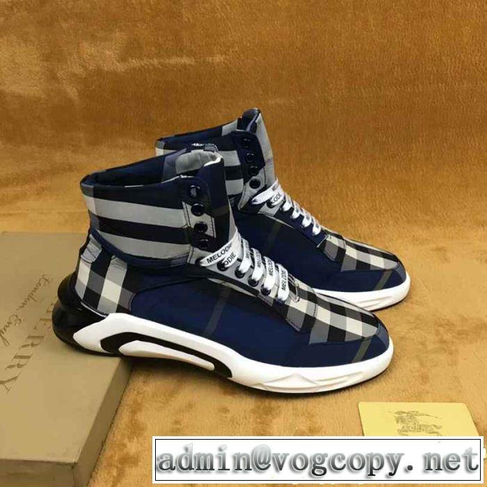ストリートで人気の高い ハイトップシューズ バーバリー BURBERRY 3色可選 値段が安く　入手困難