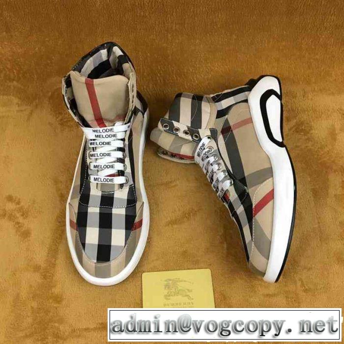 ストリートで人気の高い ハイトップシューズ バーバリー BURBERRY 3色可選 値段が安く　入手困難