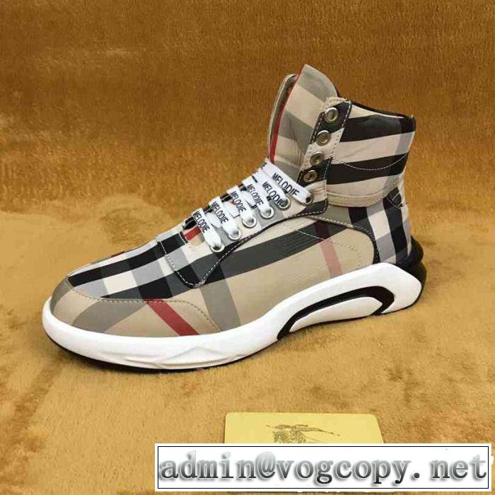 ストリートで人気の高い ハイトップシューズ バーバリー BURBERRY 3色可選 値段が安く　入手困難