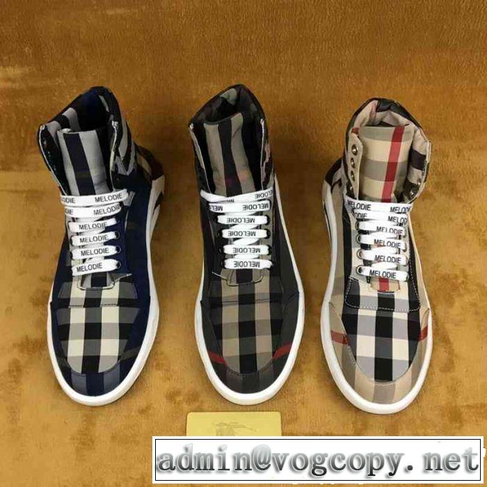 ストリートで人気の高い ハイトップシューズ バーバリー BURBERRY 3色可選 値段が安く　入手困難