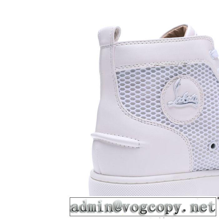 通気性が抜群ルブタンスニーカーコピーブランドChristian Louboutinハイカットメンズシューズメシュホワイト本革