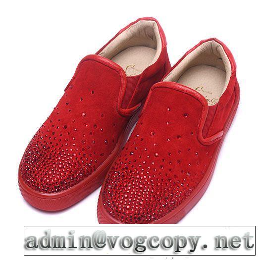 真っ赤ルブタンコピーメンズChristian Louboutinローカットスリッポンスニーカーシューズ最終数量限り！