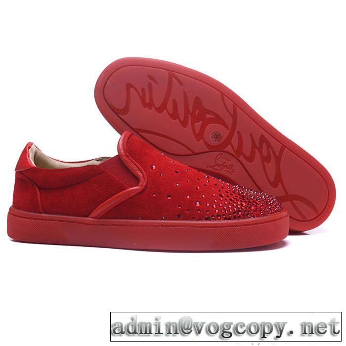 真っ赤ルブタンコピーメンズChristian Louboutinローカットスリッポンスニーカーシューズ最終数量限り！