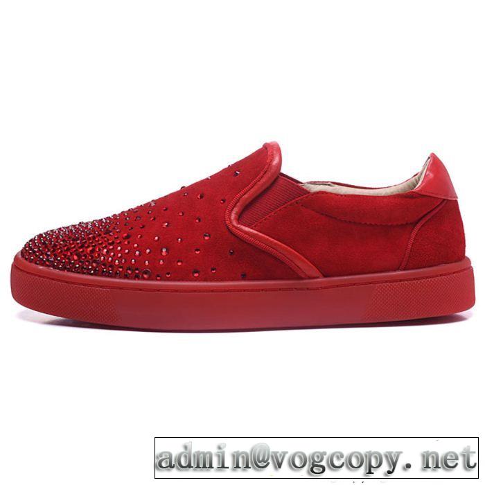 真っ赤ルブタンコピーメンズChristian Louboutinローカットスリッポンスニーカーシューズ最終数量限り！