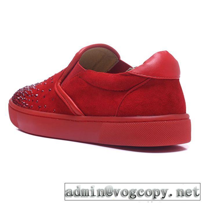 真っ赤ルブタンコピーメンズChristian Louboutinローカットスリッポンスニーカーシューズ最終数量限り！