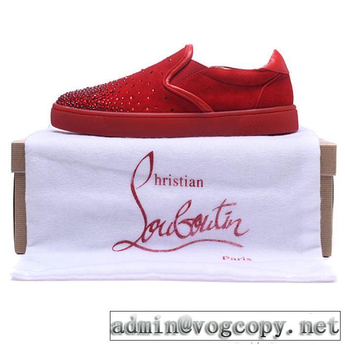 真っ赤ルブタンコピーメンズChristian Louboutinローカットスリッポンスニーカーシューズ最終数量限り！