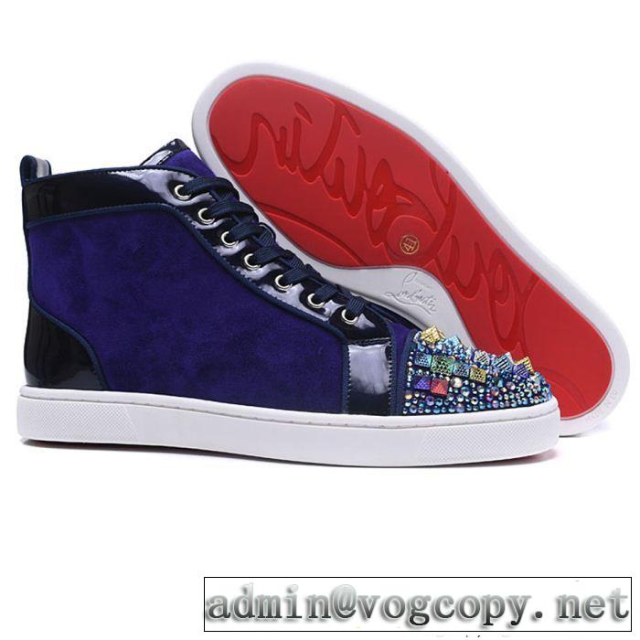 注目されるChristian Louboutinルブタン偽物ハイカットスニーカー上質な素材採用スパイクメンズシューズ