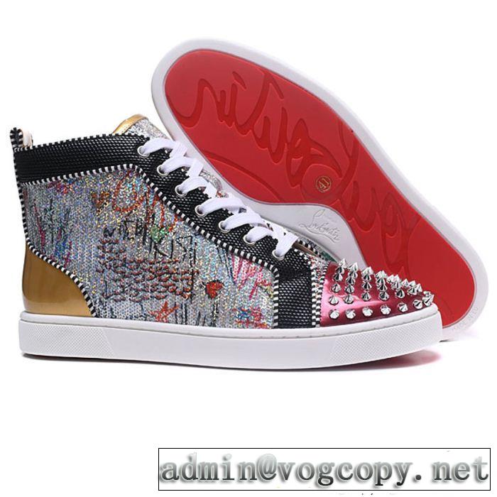 超限定即完売Christian Louboutinルブタンコピースパイク付きメンズハイカットシューズスニーカー靴