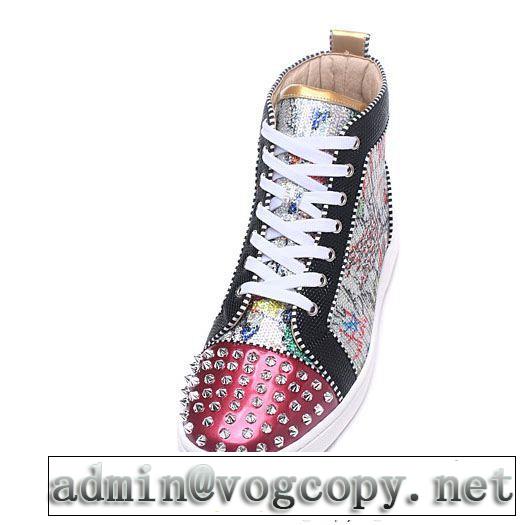 超限定即完売Christian Louboutinルブタンコピースパイク付きメンズハイカットシューズスニーカー靴