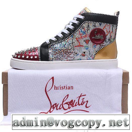 超限定即完売Christian Louboutinルブタンコピースパイク付きメンズハイカットシューズスニーカー靴