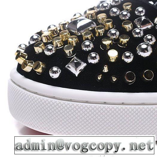 お洒落Christian Louboutinルブタン偽物ブラックのスパイク付きメンズハイカット爆買い最新作シューズスニーカー靴