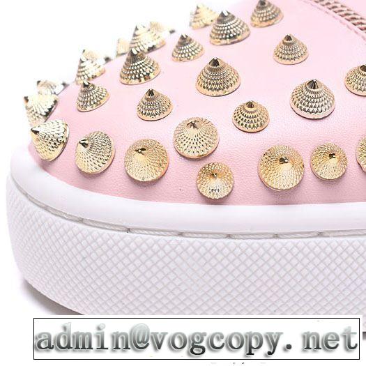 シーンで活躍するルブタン偽物Christian Louboutinレディースハイカットスニーカースパイク付きピンク透気快適な履き心地シューズ