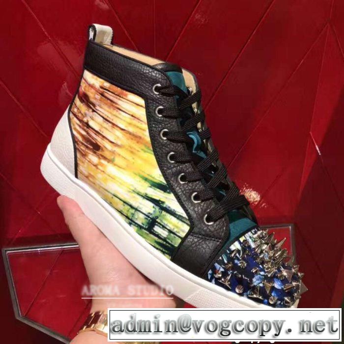 高級感を演出するルブタン新作コピーChristian Louboutinメンズハイカットスパイク春夏季新作シューズ靴