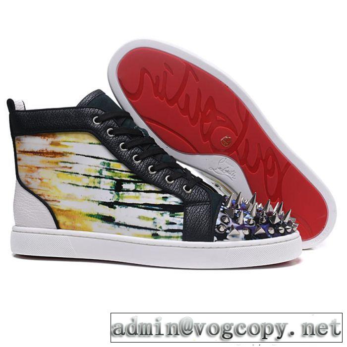 高級感を演出するルブタン新作コピーChristian Louboutinメンズハイカットスパイク春夏季新作シューズ靴