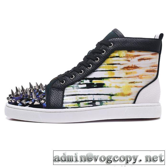 高級感を演出するルブタン新作コピーChristian Louboutinメンズハイカットスパイク春夏季新作シューズ靴