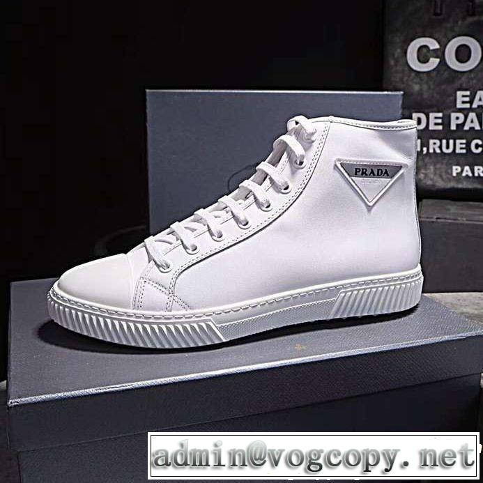 2018年秋冬シーズン ハイトップシューズ  ファッションの最先端！ 2色選択可 プラダ PRADA