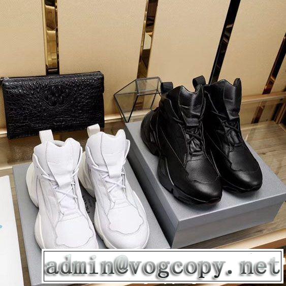 安心の品質いい プラダ PRADA ブランド新作2018 ハイトップシューズ 激安通販限定商品 2色可選