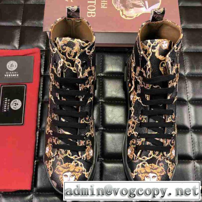 2018【SALE！】 ヴェルサーチVERSACE ハイトップシューズ 流行の注目ブランド 2色選択可