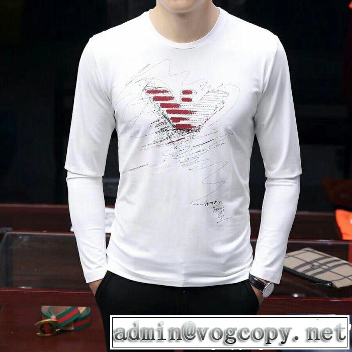  格好良いアイテム 3色可選 アルマーニ ARMANI 2018新品入荷 長袖Tシャツ