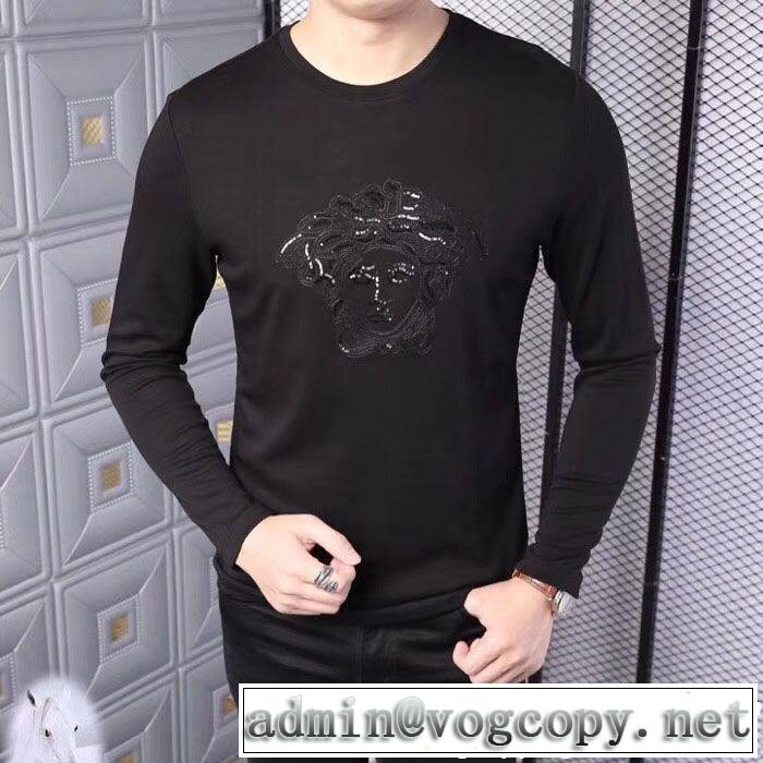 超激安価格 ミックス感が溢れる ヴェルサーチVERSACE 最近人気一番！ 長袖 Tシャツ 2色可選