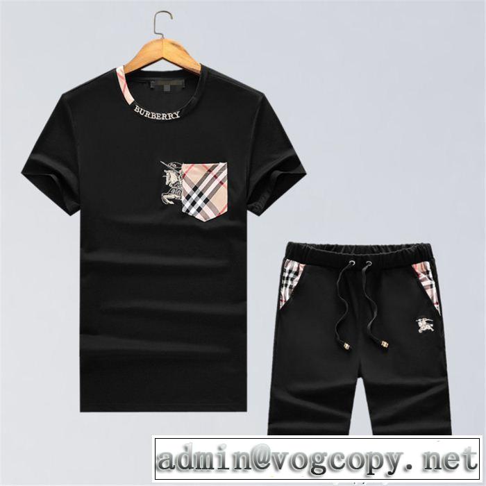 バーバリー 2色可選半袖Ｔシャツ大流行中上品でファッション18ＳＳ美品 上下セット BURBERRY