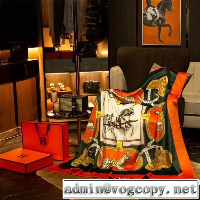 超極細繊維を使用した美品 エルメス HERMES 2019夏色っぽさ ブランケット セレブ愛用　贈り物にも最適