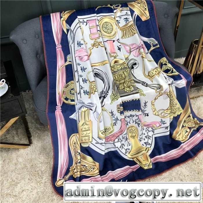 おすすめ大人かわいい着こなし エルメス高密度の超極細の繊維を使う HERMES ブランケット 四季通用 超便利