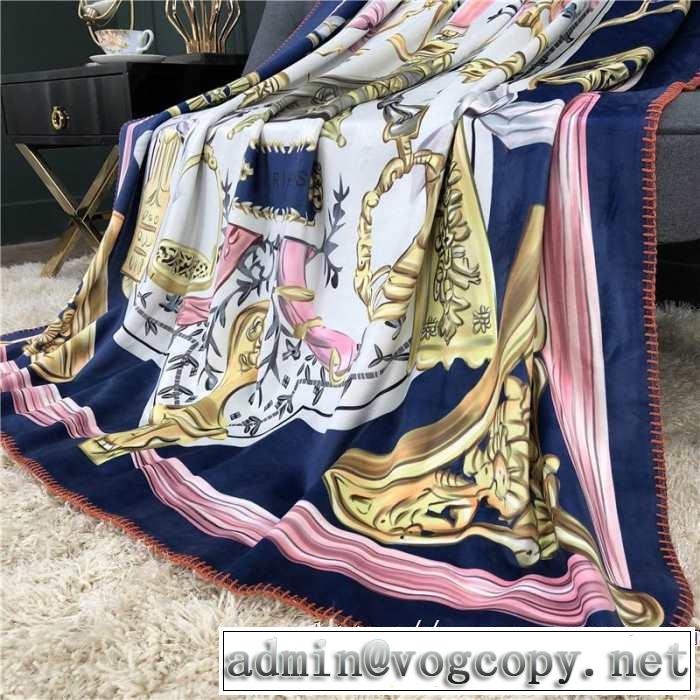 おすすめ大人かわいい着こなし エルメス高密度の超極細の繊維を使う HERMES ブランケット 四季通用 超便利