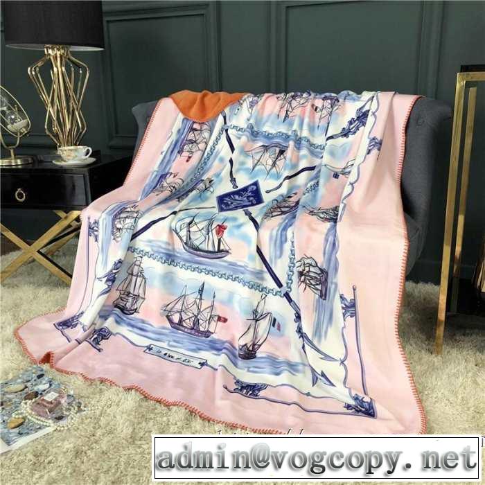高級素材　心地抜群 エルメスセレブ愛用　贈り物にも最適  HERMES ブランケット春夏秋冬適用 