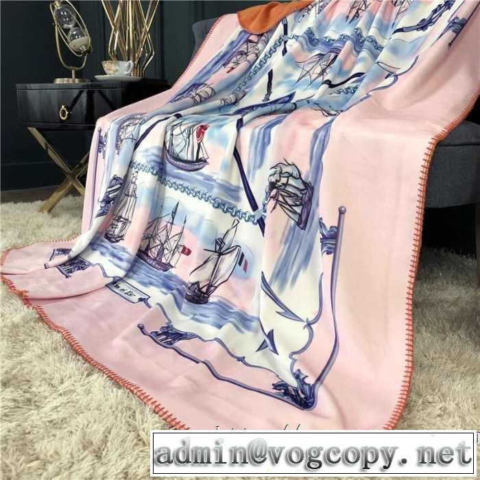 高級素材　心地抜群 エルメスセレブ愛用　贈り物にも最適  HERMES ブランケット春夏秋冬適用