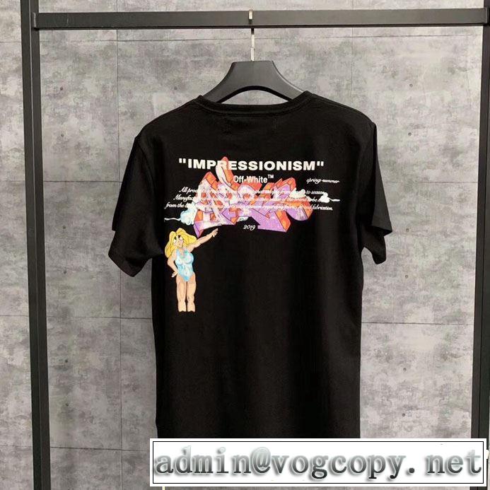 Off-White オフホワイト 半袖Tシャツ  off white-19ss】 OW 19ss 春夏の流行り2019新品 大人の可愛さを引き立て