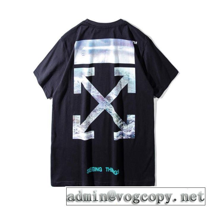 オフホワイト2019年夏の一押しファッションアイテム Tシャツ/半袖  魅力的なカラー使い  Off-White