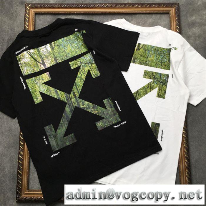 おしゃれな夏ファッション2019 Off-White オフホワイト Tシャツ/半袖 夏らしい季節感 2色可選
