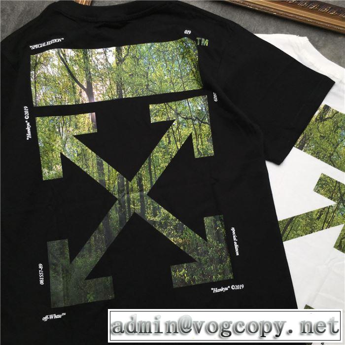 おしゃれな夏ファッション2019 Off-White オフホワイト Tシャツ/半袖 夏らしい季節感 2色可選