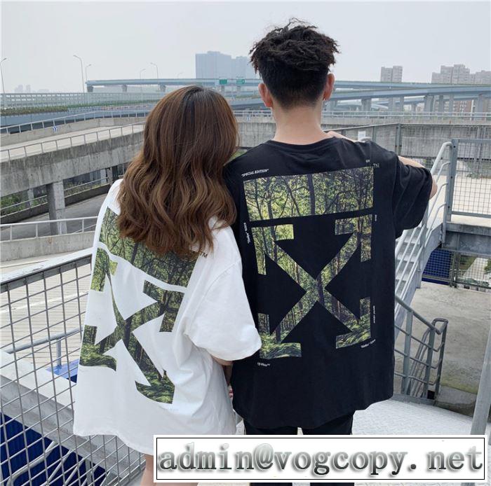 おしゃれな夏ファッション2019 Off-White オフホワイト Tシャツ/半袖 夏らしい季節感 2色可選