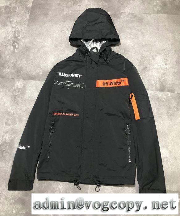 今流行りの最新コレクション 男女兼用 2019春夏は人気定番 Off-White オフホワイト フード付きコート 2色可選