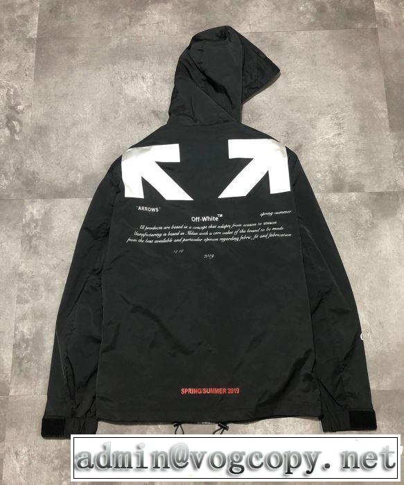 今流行りの最新コレクション 男女兼用 2019春夏は人気定番 Off-White オフホワイト フード付きコート 2色可選