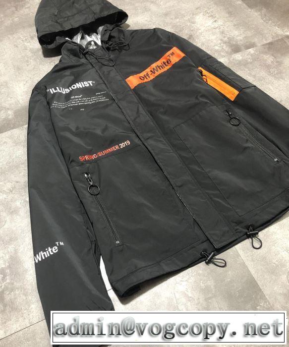 今流行りの最新コレクション 男女兼用 2019春夏は人気定番 Off-White オフホワイト フード付きコート 2色可選