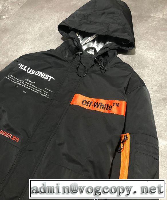 今流行りの最新コレクション 男女兼用 2019春夏は人気定番 Off-White オフホワイト フード付きコート 2色可選