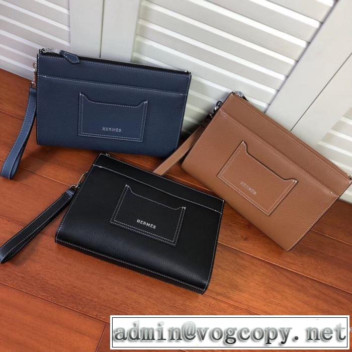 3色可選 おしゃれに秋を迎えるために エルメス 人気ブランドの秋冬新色 HERMES ポーチ  2019トレンドカラー秋冬セール