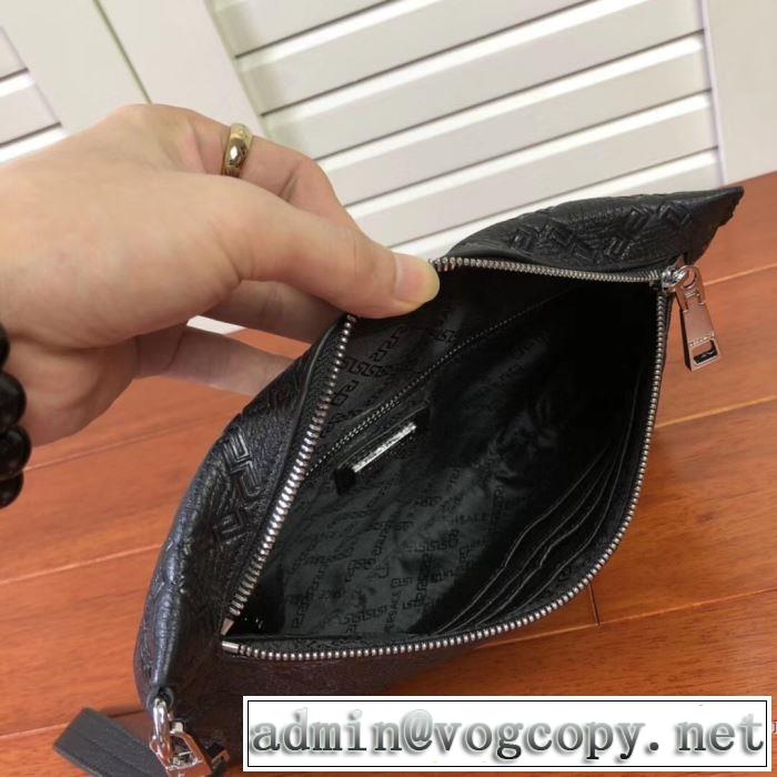 メデューサポーチVERSACEヴェルサーチ クラッチバッグ レザー コピー 安い 高級高品質LARGE EMBOSSED GREEK KEY CLUTCH