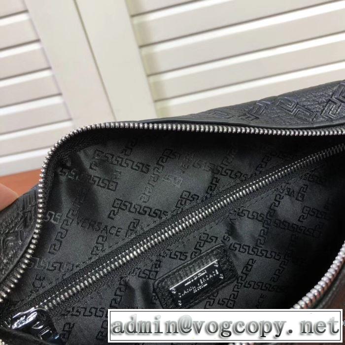 メデューサポーチVERSACEヴェルサーチ クラッチバッグ レザー コピー 安い 高級高品質LARGE EMBOSSED GREEK KEY CLUTCH