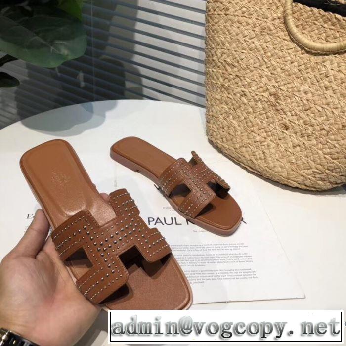 2019春夏も引き続きトレンド 目を引く春夏トップス エルメス HERMES スリッパ 3色可選