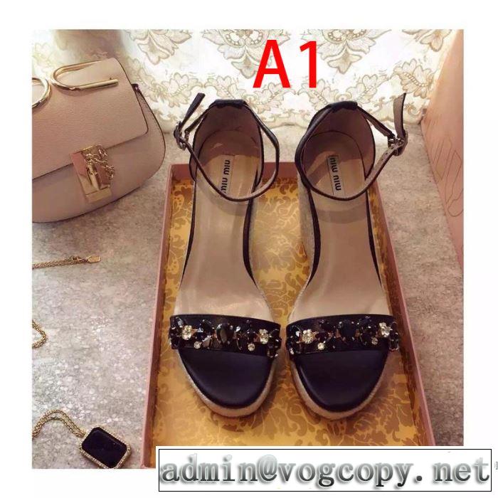 ミュウミュウ MIUMIU サンダル 4色可選 2019春夏も引き続きトレンド 春夏の流行りトップス