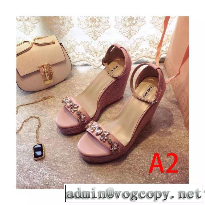 ミュウミュウ MIUMIU サンダル 4色可選 2019春夏も引き続きトレンド 春夏の流行りトップス