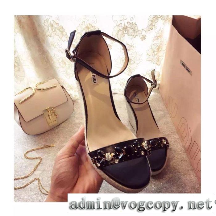ミュウミュウ MIUMIU サンダル 4色可選 2019春夏も引き続きトレンド 春夏の流行りトップス