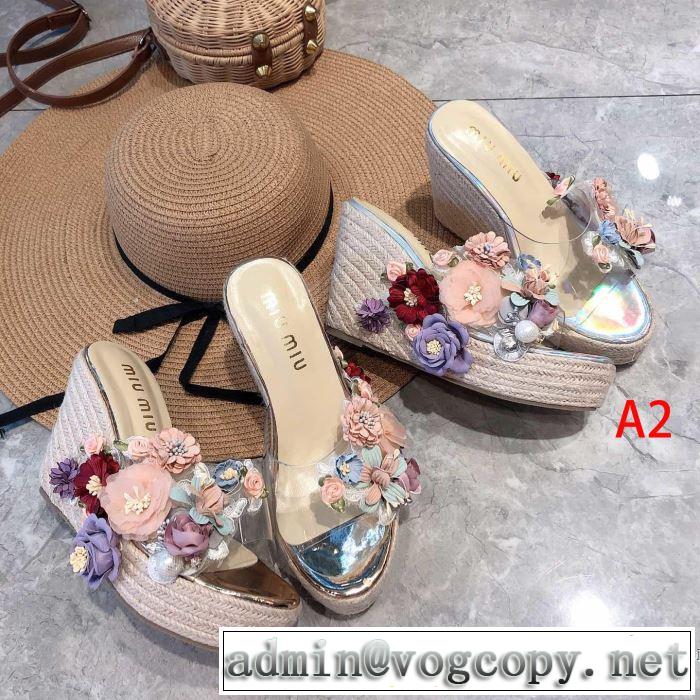 サンダル 2色可選 ミュウミュウ MIUMIU 《2019年》今、注目のストリート 暑い季節も大活躍