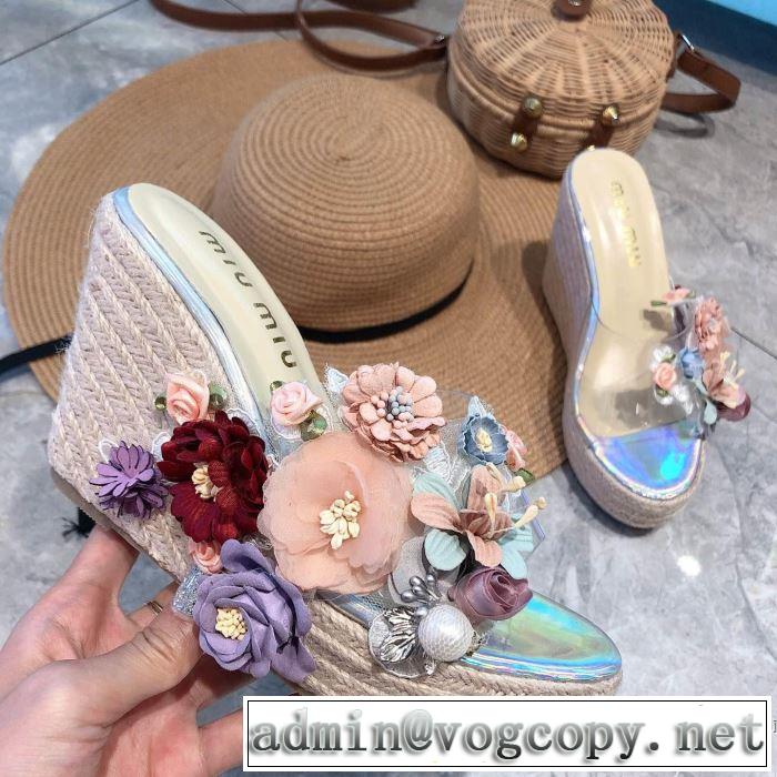サンダル 2色可選 ミュウミュウ MIUMIU 《2019年》今、注目のストリート 暑い季節も大活躍