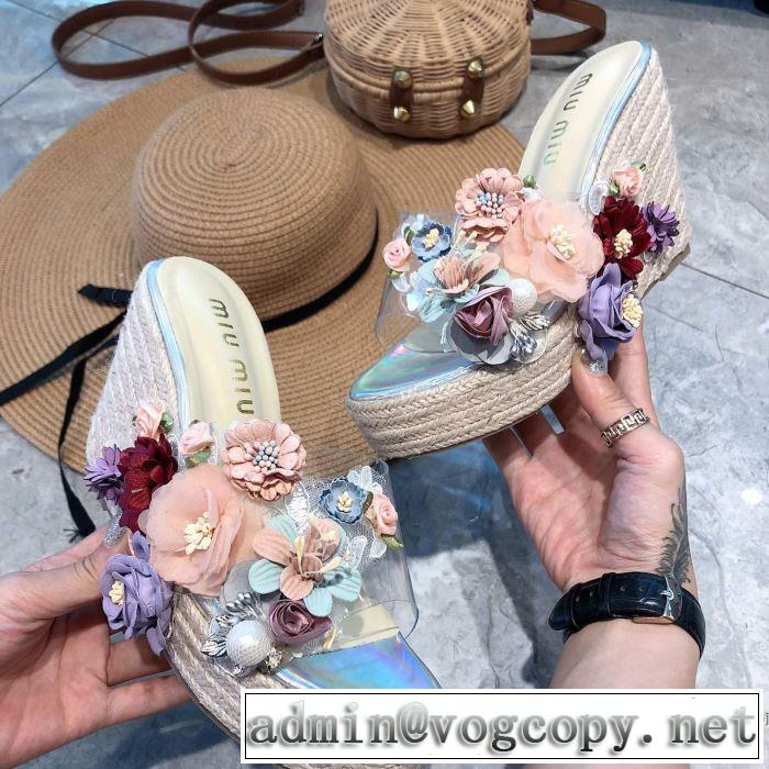 サンダル 2色可選 ミュウミュウ MIUMIU 《2019年》今、注目のストリート 暑い季節も大活躍