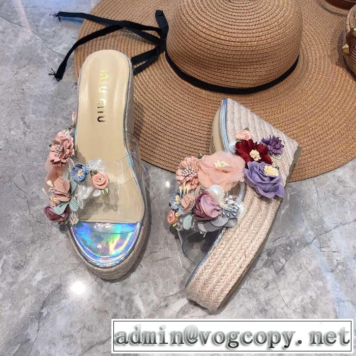 サンダル 2色可選 ミュウミュウ MIUMIU 《2019年》今、注目のストリート 暑い季節も大活躍
